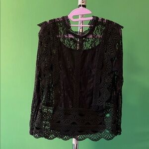 Adiva Elegant Black Lace Blouse